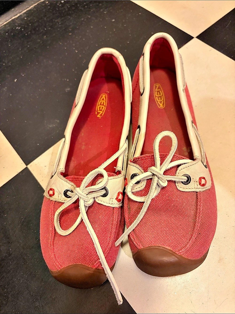 Keen Catalina Canvas Boat Shoe Red & Brown